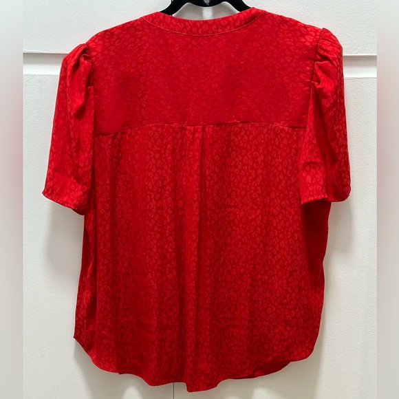 1 State | Red Leopard Puffy Sleeve Blouse - Picture 2 of 4